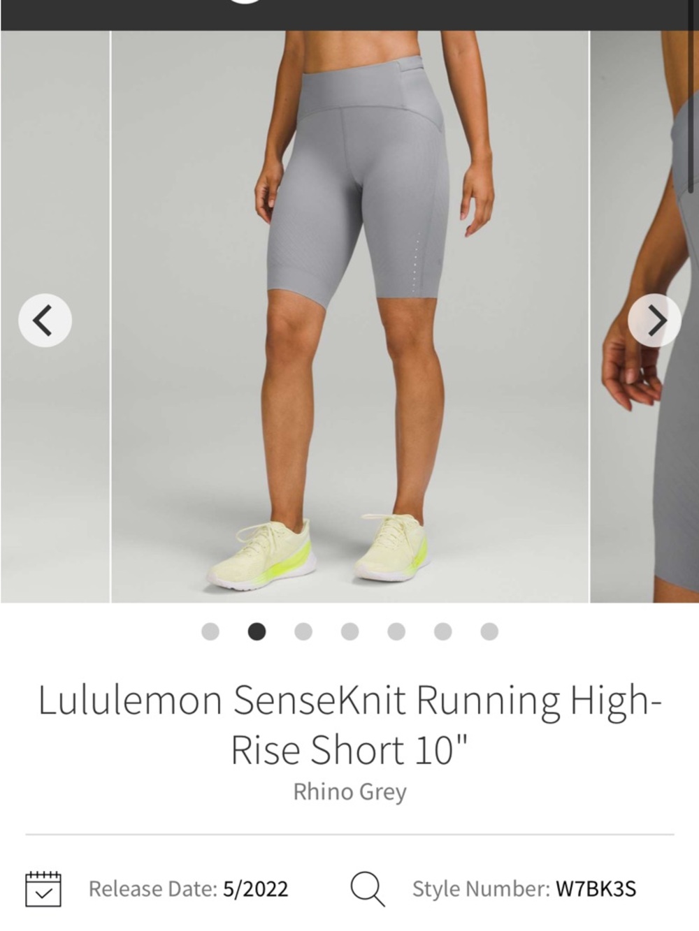 NWOT Lululemon SenseKnit High-Rise Bike Shorts — Rhino Grey 10”